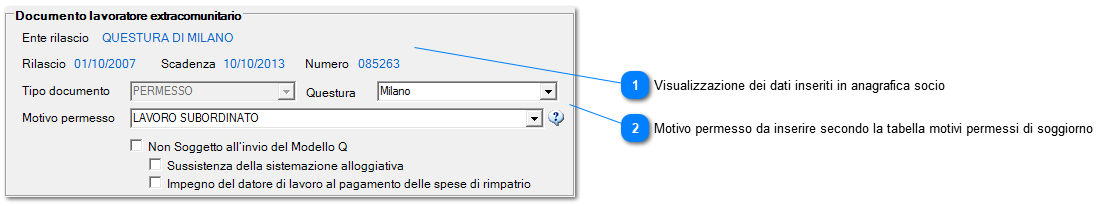 Configurare la tabella motivo permesso di soggiorno