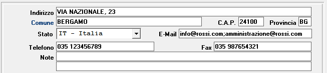 1. Inserire recapiti, numeri telefonici e indirizzo/i e-mail