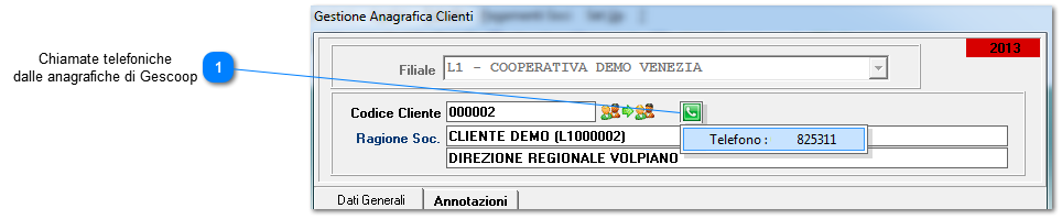 Gescoop - Ottimizzazione della funzione chiamate telefoniche direttamente dalle anagrafiche